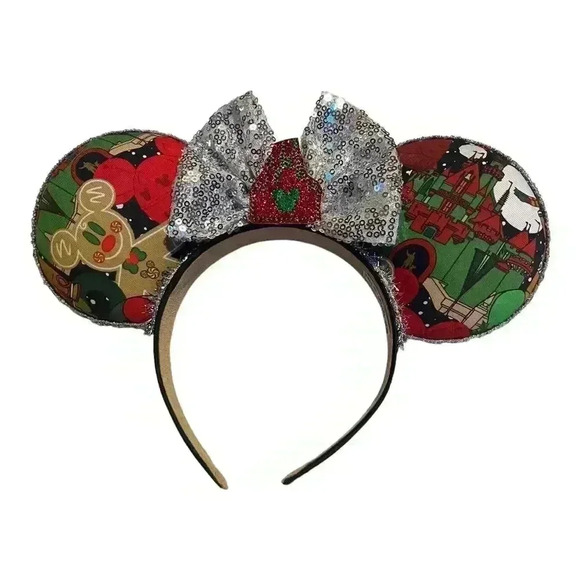 Disney Accessories - Disney Minnie Mouse Ears Christmas Ears with Silver Bow